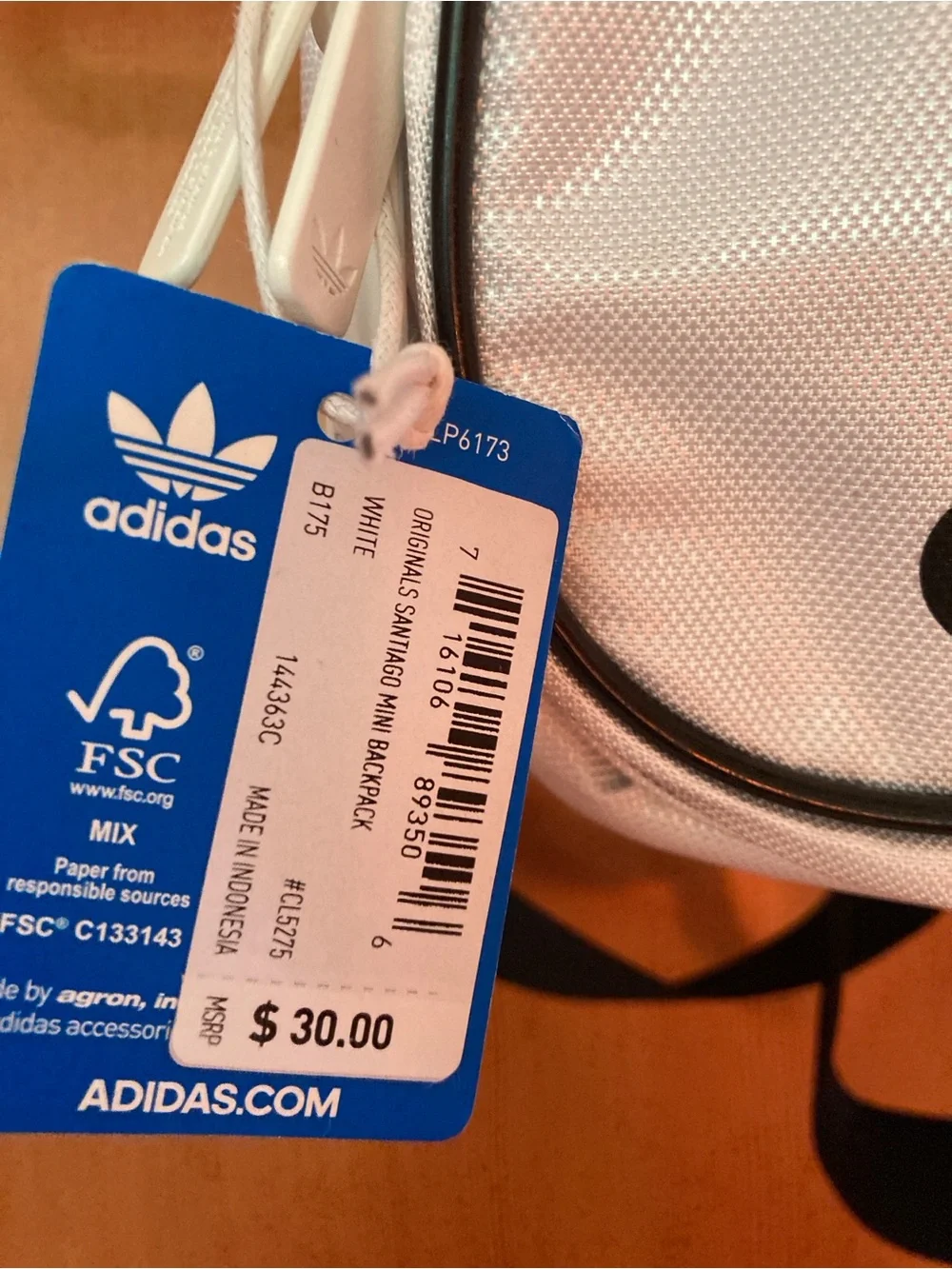 adidas White Mini Backpack with Black Trim - Picture 2 of 4